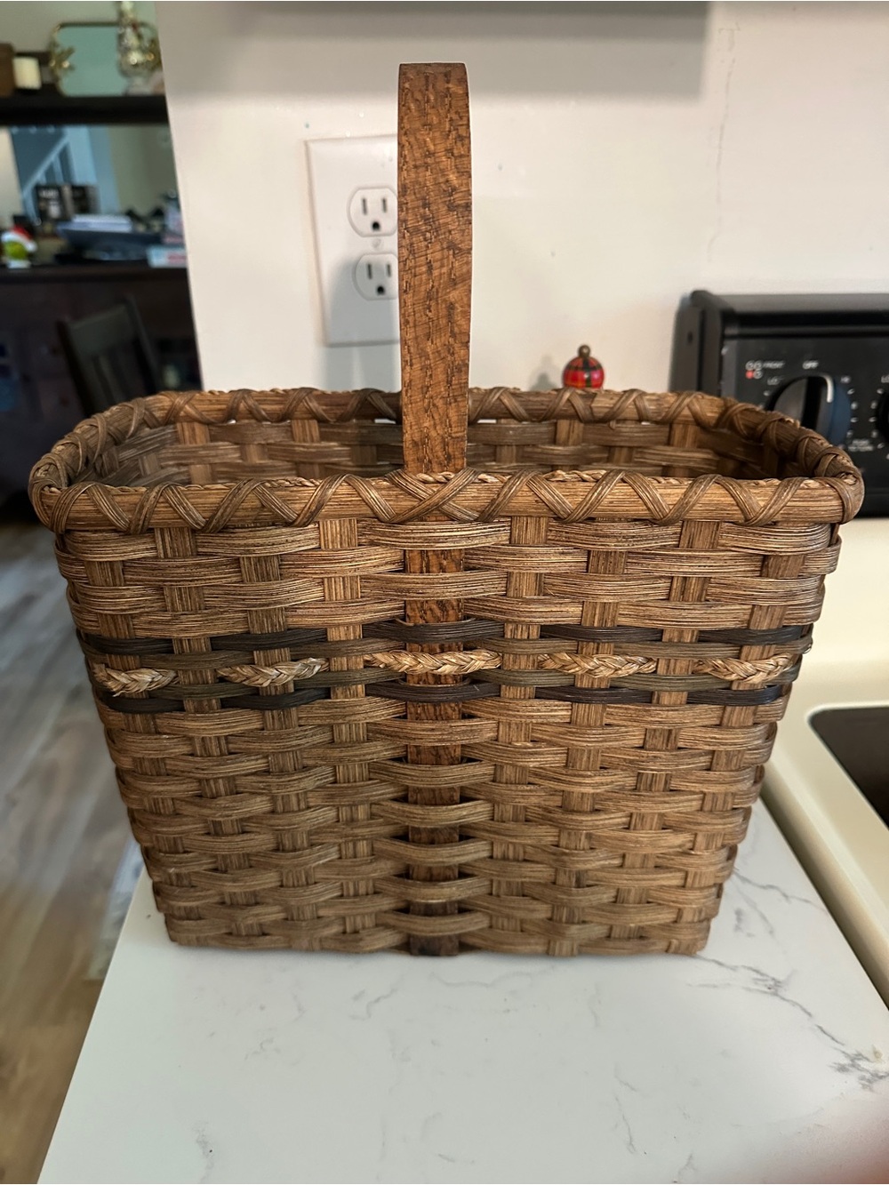 Handwoven Rustic Wicker Basket with Handle